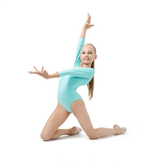 Купальник гимнастический Grace Dance, с рукавом 3/4, р. 36, цвет ментоловый