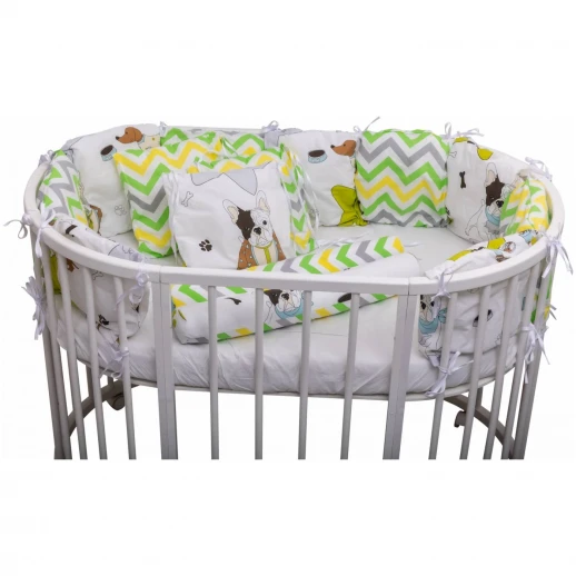 Комплект подушек-бортиков 3 в 1 ВОМБАТИК Cl-1014-Mop Classic Collection Мопсы, 14 предметов