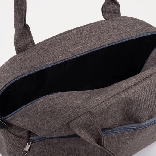 Сумка спортивная на молнии, наружный карман, длинный ремень, цвет коричневый