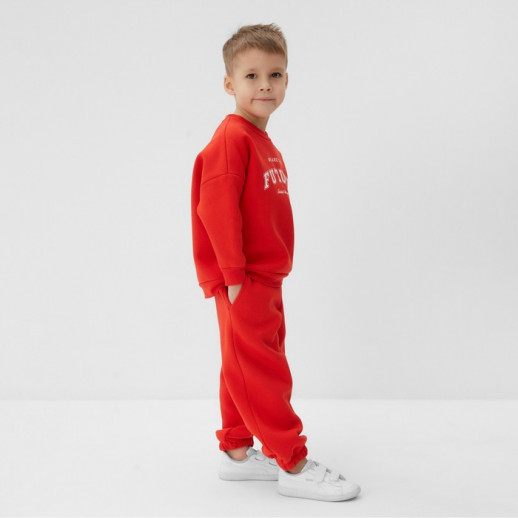 Костюм детский с начёсом (свитшот, брюки) KAFTAN Future р.38 (146-152), красный
