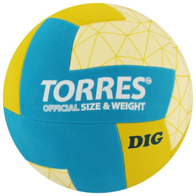 Мяч волейбольный TORRES Dig, TPE, клееный, 12 панелей, р. 5