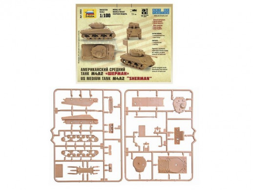Сборная модель ZVEZDA Американский средний танк "Шерман" М4А2, 1/100
