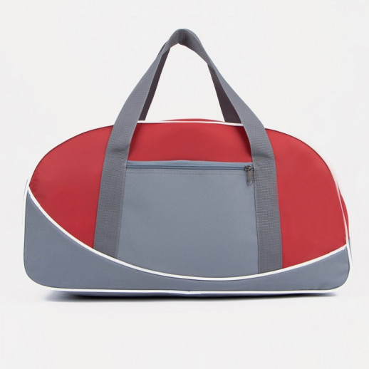 Сумка спортивная на молнии, 3 наружных кармана, длинный ремень, цвет красный/серый