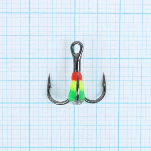 Крючок-тройник светофор Namazu, с каплей и камнем, 10 (INT), в упаковке 5 шт.