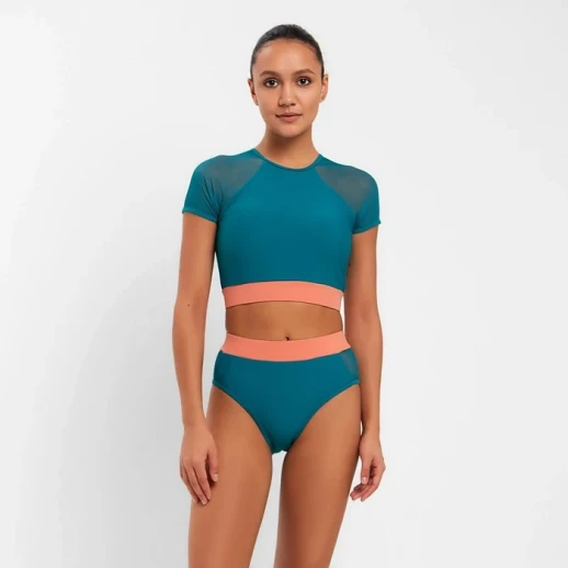 Купальник женский раздельный MINAKU с закрытыми плечами, цвет изумрудный