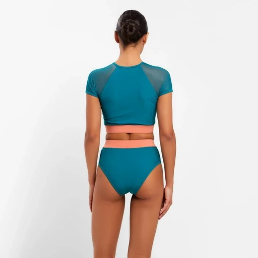 Купальник женский раздельный MINAKU с закрытыми плечами, цвет изумрудный