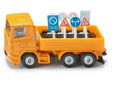 Грузовик Siku 1322 с дорожными знаками 1/87, 7.7 см, желтый