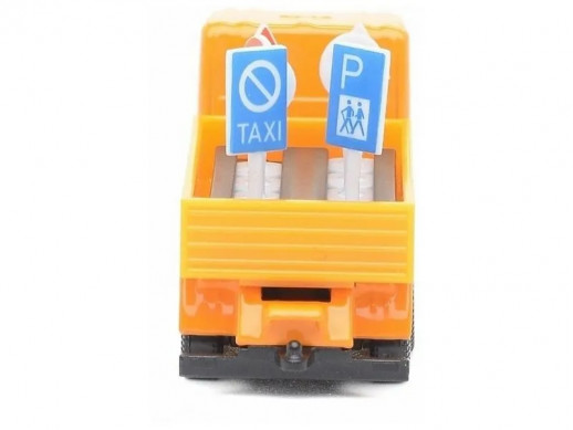 Грузовик Siku 1322 с дорожными знаками 1/87, 7.7 см, желтый