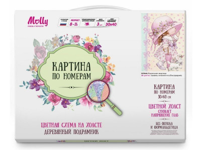 Картина по номерам с цветной схемой на холсте 30х40 Маленькая модница (20 цветов)