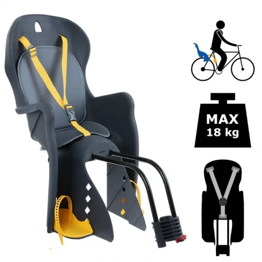 Велокресло заднее BQ-7A, крепление на раму, цвет серый