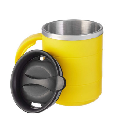 Термокружка, 450 мл, Поход "Мастер К", сохраняет тепло 2 ч, 12.5 х 10.5 см, желтая