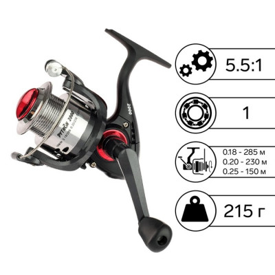 Катушка б/ин PREMIER fishing Python 4000, 1 подшипник, 5.1:1