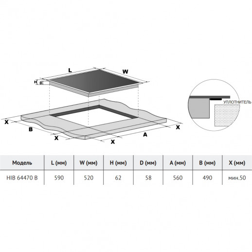 Встраиваемая варочная панель KORTING Korting HIB 64470 B
