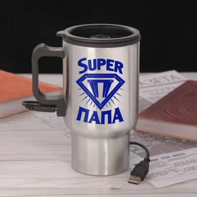 Термокружка с USB «Супер папа», 450 мл