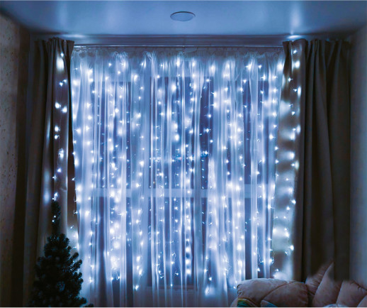 Гирлянда Гирлянда 360LED 220V, 8 режимов, 3х3 м, занавес, холодный белый