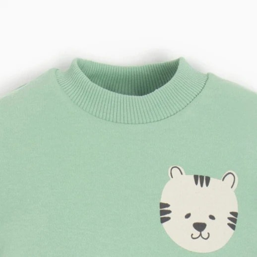 Костюм детский (свитшот, брюки) MINAKU, цвет зелёный/экрю