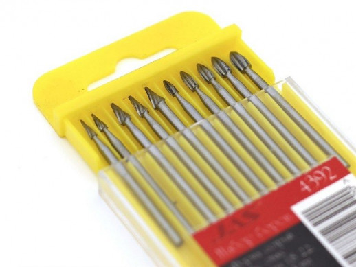 Набор боров, металл HSS, острый конус, овал, размер 1,8; 2,2; 2,6; 3,0; 3,4 мм, 10 шт./уп, шт