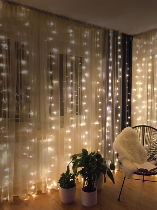 Гирлянда Гирлянда 360LED 220V, 8 режимов, 3х3 м, занавес, тёплый белый