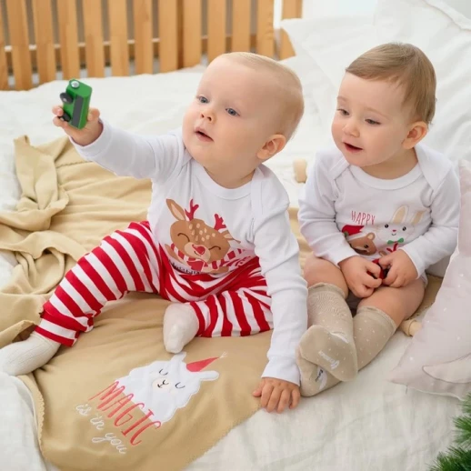 Боди с длинным рукавом Крошка Я «Новогодние зверята», цвет белый