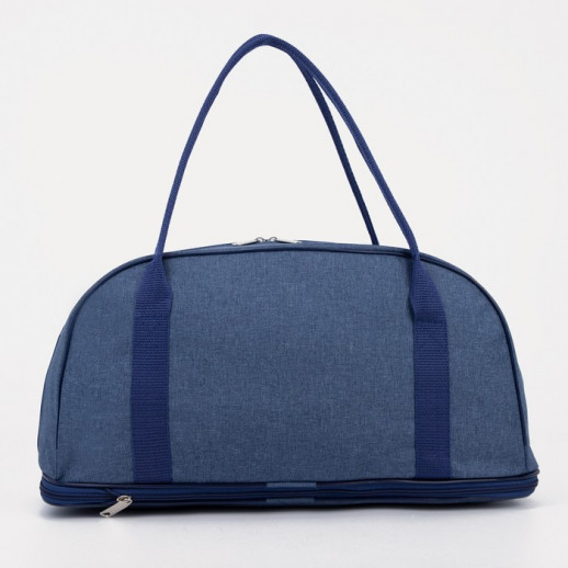 Сумка дорожная на молнии, с увеличением, наружный карман, цвет синий