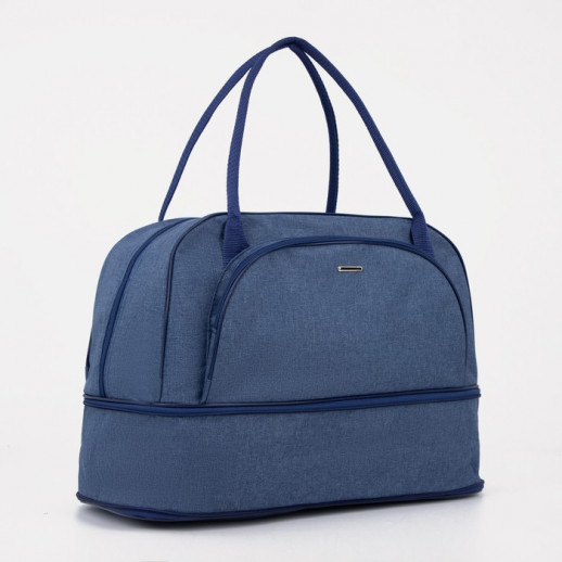 Сумка дорожная на молнии, с увеличением, наружный карман, цвет синий