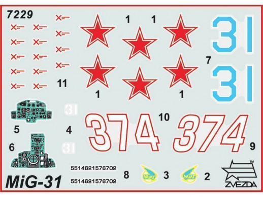 Сборная модель ZVEZDA Советский истребитель-перехватчик МиГ-31, 1/72