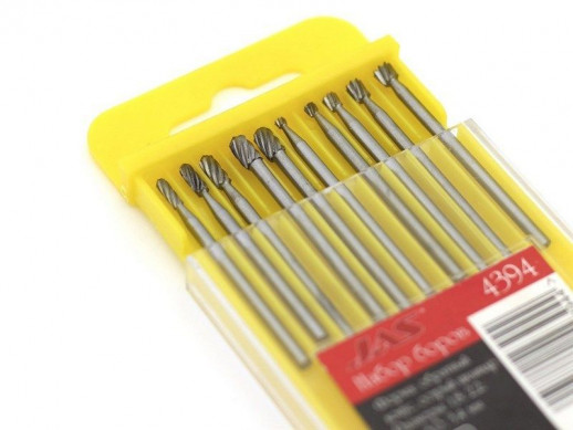 Набор боров, металл HSS, обр конус, острый цилиндр, размер 1,8; 2,2; 2,6; 3,0; 3,4 мм, 10 шт/уп, шт