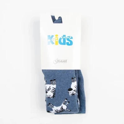 Колготки детские махровые, цвет деним меланж