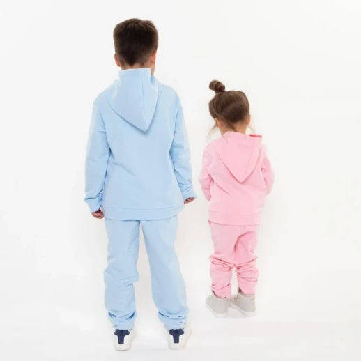 Костюм детский (толстовка, брюки) с НАЧЁСОМ, цвет св.голубой, рост 140 см