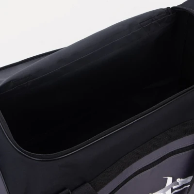 Сумка дорожная на молнии, 3 наружных кармана, длинный ремень, цвет чёрный/серый