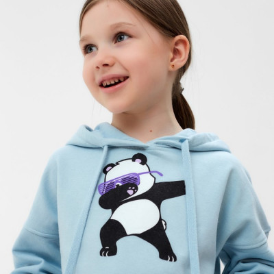 Толстовка для девочки НАЧЁС, цвет голубой/панда
