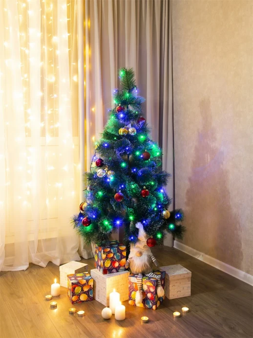 Гирлянда Гирлянда 50LED 220V, 8 режимов, 2 м, нить,  разноцветная