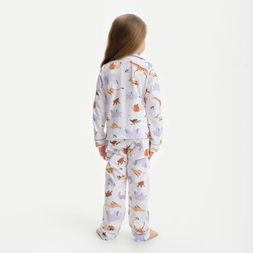 Пижама детская (рубашка и брюки) KAFTAN "Animal" размер 134-140, цвет белый