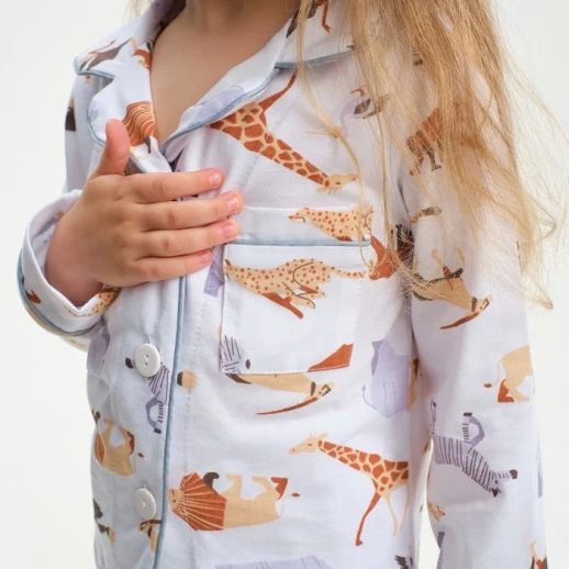Пижама детская (рубашка и брюки) KAFTAN "Animal" размер 134-140, цвет белый