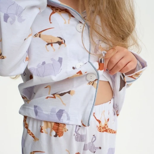 Пижама детская (рубашка и брюки) KAFTAN "Animal" размер 134-140, цвет белый