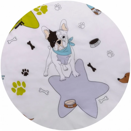 Простыня на резинке 75х75х12 ВОМБАТИК Classic Collection Мопсы круглая