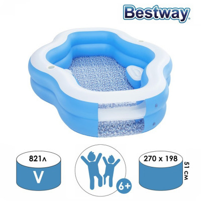 Бассейн надувной «Семейный», 270 х 198 х 51 см, 54409 Bestway