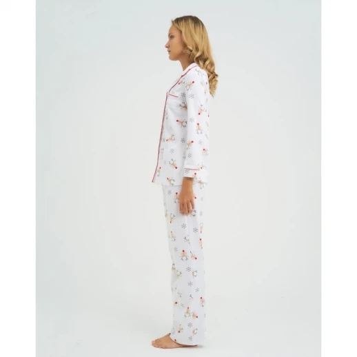 Пижама новогодняя женская (рубашка и брюки) KAFTAN "Deers", цвет белый, размер 48-50