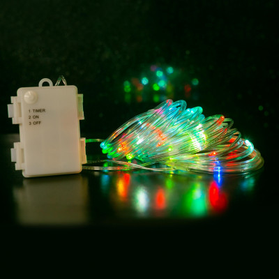 Гирлянда Гирлянда 50LED RGB 3АА, 2 режима, 5 м, шнур, разноцветная