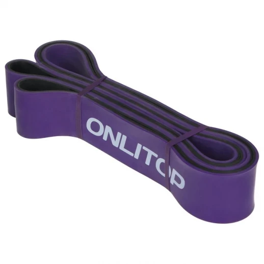 Эспандер ленточный многофункциональный ONLYTOP, 208х4,4х0,45 см, 17-54 кг, цвет фиолетовый/чёрный