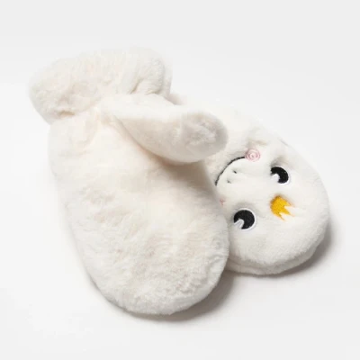 Варежки подростковые на иск.меху MINAKU Корона 19 см молочный