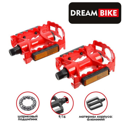 Педали 9/16" Dream Bike, с подшипниками, алюминиевые