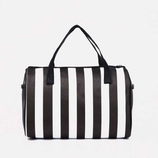 Сумка спортивная на молнии, 2 наружных кармана, длинный ремень, цвет красный/белый