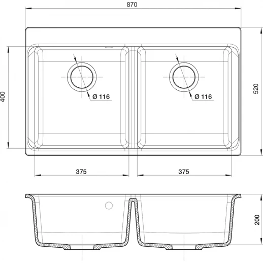 Кухонная мойка RIVELATO Rivelato AXEL X-90-2D antracite