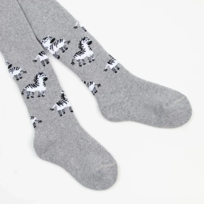 Колготки детские махровые, цвет светло-серый меланж, рост 104-110