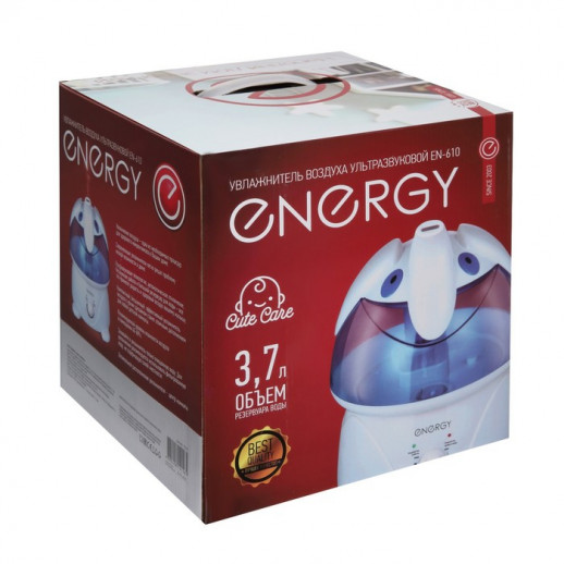 Увлажнитель воздуха ENERGY EN-610, ультразвуковой, 25 Вт, 3.7 л, до 25 м2, бело-голубой