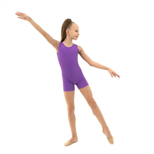 Купальник гимнастический Grace Dance, с шортами, без рукавов, р. 42, цвет фиолетовый