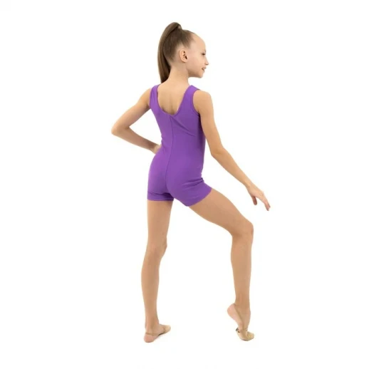 Купальник гимнастический Grace Dance, с шортами, без рукавов, р. 42, цвет фиолетовый