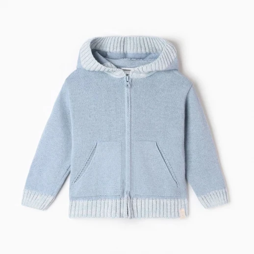 Джемпер вязаный Крошка Я на молнии рост 74-80 см, голубой