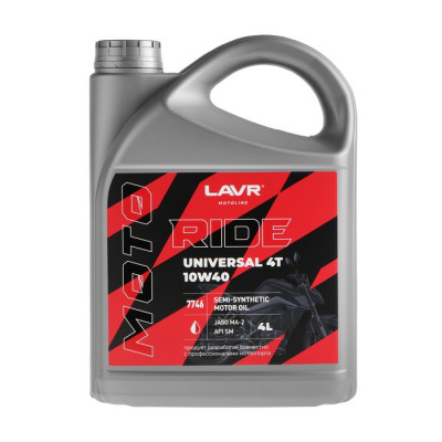Моторное масло LAVR MOTO RIDE UNIVERSAL 4Т 10W40 SM, 4 л Ln7746